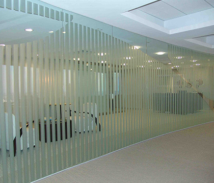 Commercial building with tinted windows.