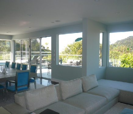 A house with tinted windows.