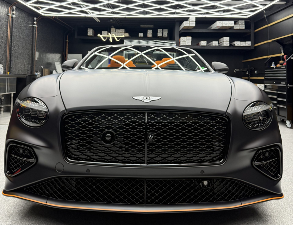 A front view of tinted windows.