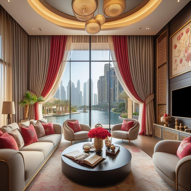 This photo shows a stylish lounge with tinted windows and well-preserved furniture