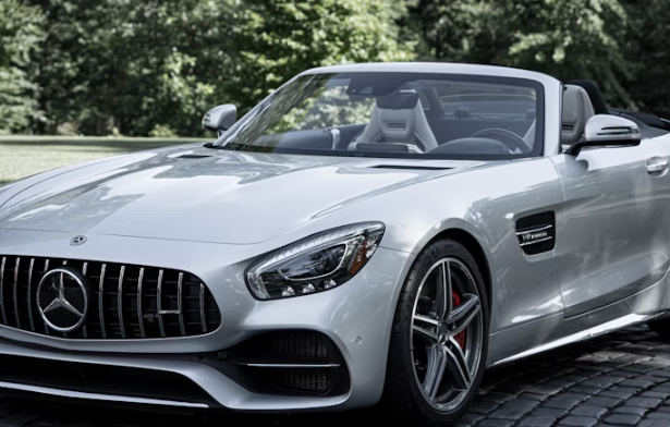 This image shows a silver sports car.