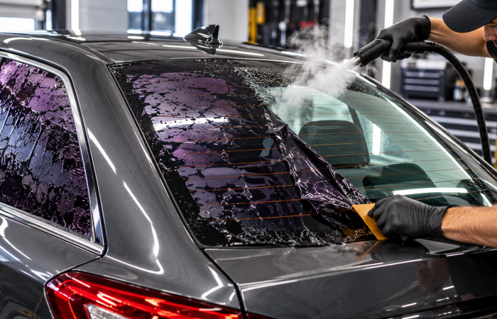 how to remove bubbling window tint