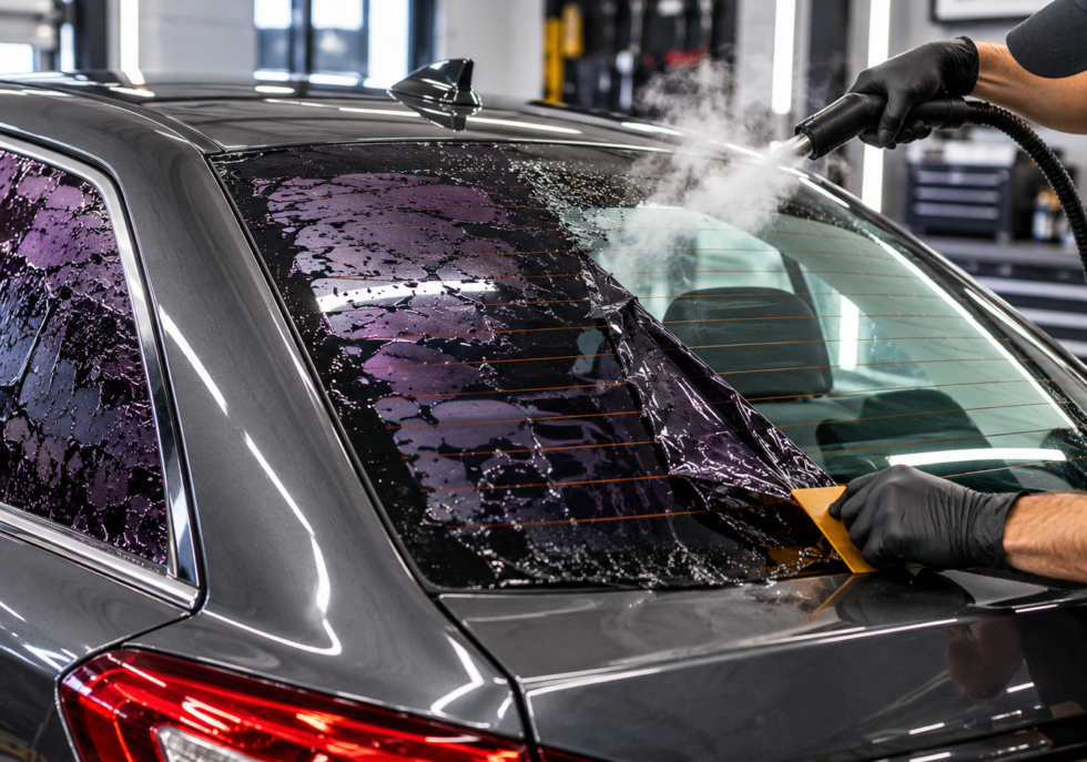 how to remove bubbling window tint